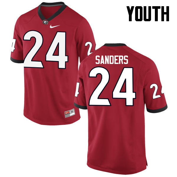 Georgia Bulldogs Youth Dominick Sanders #24 Red Stitched College UGA Football Jersey 23AO010VF